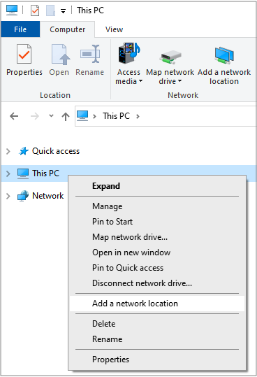Add Network Location