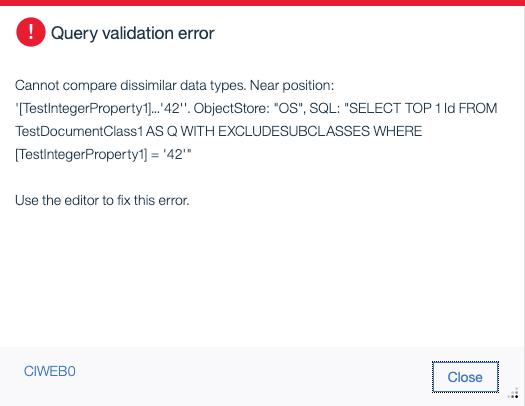 Query Validation Error