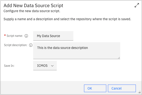 New Data Source Script Dialog